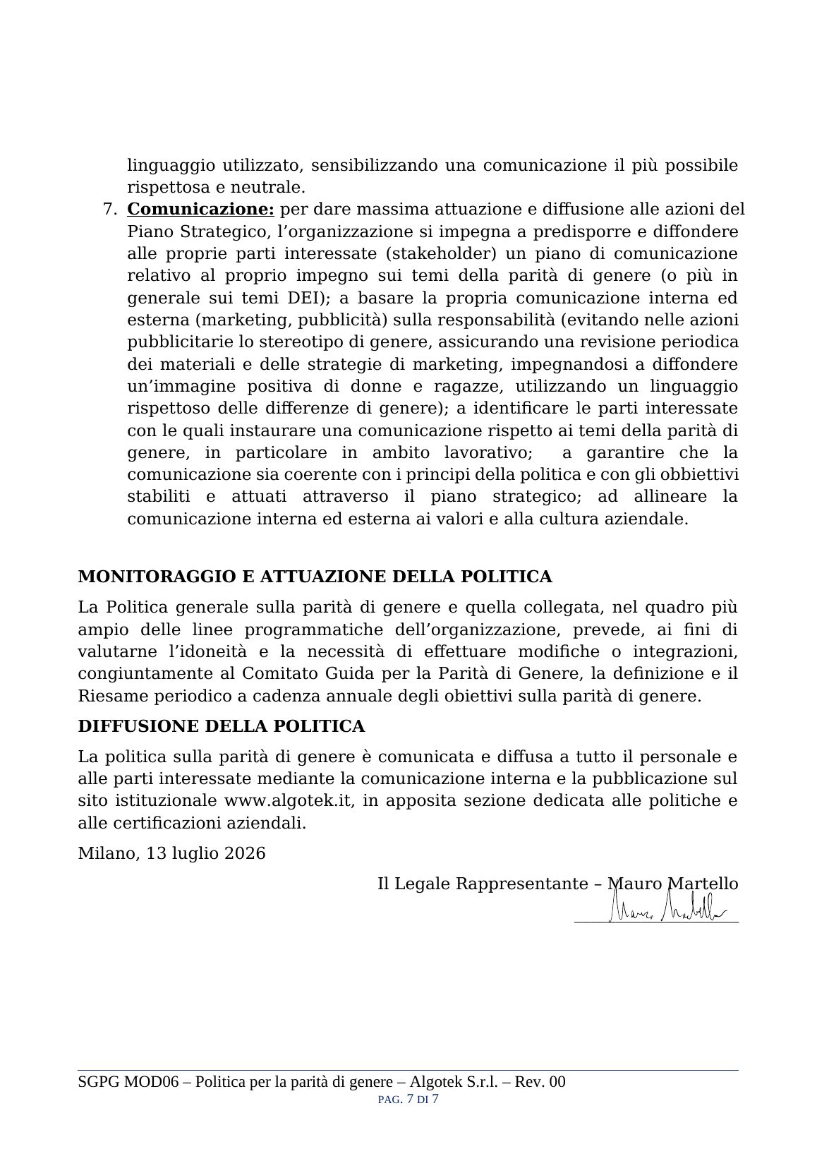 Politica della parità di genere — 7
